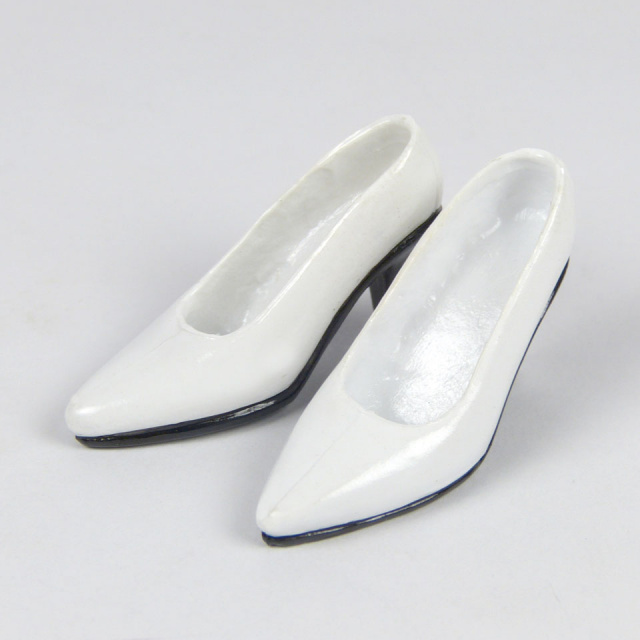 Very Cool Toys 1/6 Scale Female White Glossy Heel Shoes